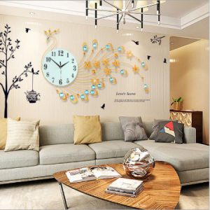 Đồng hồ trang trí treo tường chim Khổng Tước Vàng