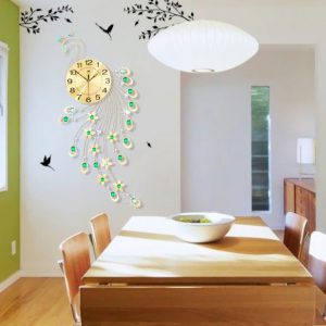 Đồng hồ trang trí treo tường chim Khổng Tước