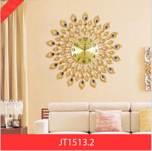 Đồng hồ trang trí treo tường chim Công Xòe Ngũ Sắc