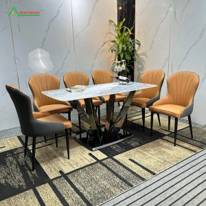 [BA48] Bộ Bàn Ăn Nhập Khẩu Khung Inox