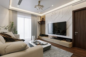 Thiết kế nội thất phòng khách sang trọng, hiện đại với nội thất tối giản