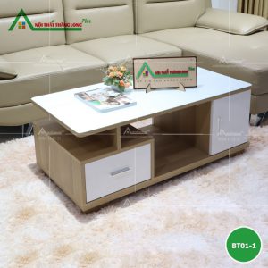 [BT33] Bàn trà màu sồi mặt kính an toàn