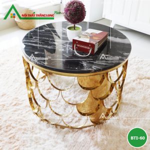 [BT13] Bàn trà tròn mặt đá marbal cao cấp khung inox mạ vàng.