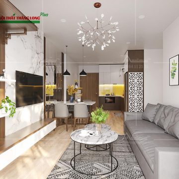 Thiết kế thi công căn nội thất 2 ngủ chung cư Vinhome Ocenpark