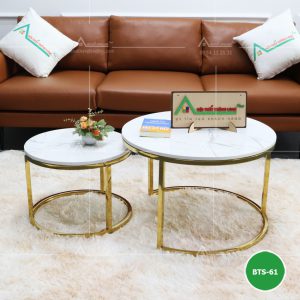 [BT35] Bàn trà đôi mặt đá tròn cao cấp