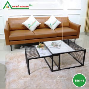 [BT12] Bàn trà mặt đá, chân thép sơn tĩnh điện hiện đại