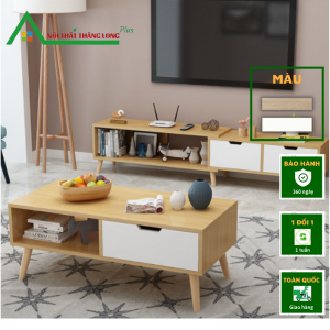 [BT81] Bàn trà chữ nhật vàng trắng