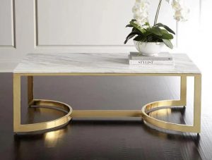 [BT29] Bàn trà mặt 3D vân mây chân thép sơn tĩnh điện mạ vàng