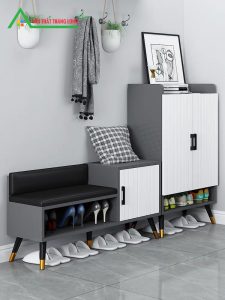 [TG05-2] Tủ Giầy Hiện Đại Thùng Ghi Cánh Trắng